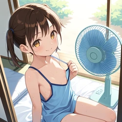 [AI Generated] キャミソールと扇風機