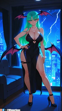[WienerGens] Morrigan Aensland rides out a thunderstorm (Darkstalkers) [AI Generated] 作品封面