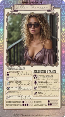 Build-A-Slut, Bio and trading cards (Ongoing) [AI Generated] 作品封面