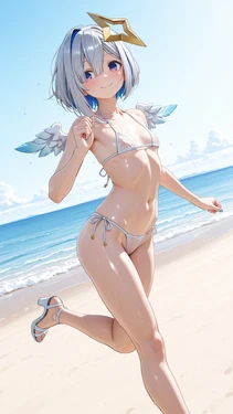 [AI Generated] 透け白ビキニかなたそ
