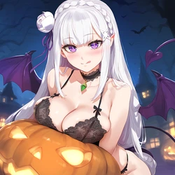 [LewdQueen] エミリア//Emilia_HalloweenSpecial (Patreon) [AI Generated]