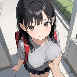 [AI Generated] 発育に合った下着を 登校編