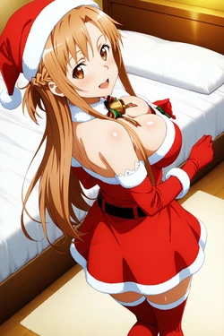 [minakaze] Asuna Yuuki - Mini Skirt Santa (Sword Art Online) [AI Generated] 作品封面