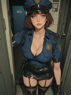 [TrashGer] Dark brown hair police MMF Threesome groupsex [AI Generated]