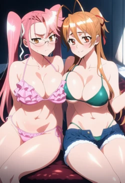 [Corudozera] [110pics] Saya Takagi x Rei Miyamoto - 3P FFM (高城沙耶x宮本麗) / Highschool of the Dead (学園黙示録) [AI Generated] 作品封面