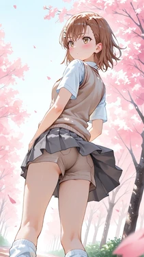[AI Generated] 超電磁砲と桜
