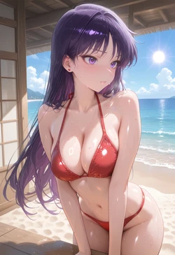 [ぱられるの世界] Sailor Mars - Beach Play (Patreon) (AI Generated) 作品封面
