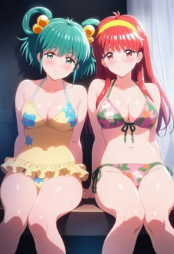 [Corudozera] [130pics] #2 Miharu Tatebayashi x Shiori Fujisaki - 3P FFM (館林見晴x藤崎詩織) / Tokimeki Memorial (ときめきメモリアル) [AI Generated]