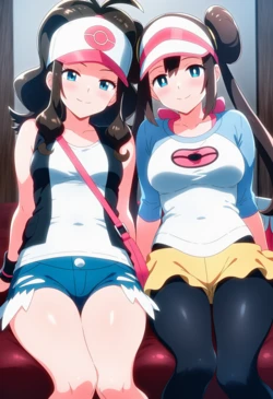 [Corudozera] [110pics] #3 Hilda x Rosa - FFM 3P (トウコxメイ) / Pokémon (ポケットモンスター) [AI Generated]