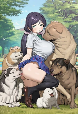 [yourojisan] Nozomi Tojo with dogs (2026-06-09) [AI Generated] 作品封面