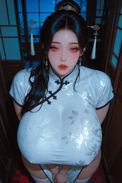 [furi] [request] white rose cheongsam 68p (Patreon) [AI Generated]