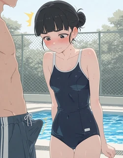 [AI Generated] プールで天愛星の水着姿に勃起してしまって 作品封面
