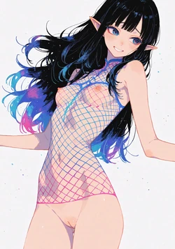 Long Hair, Model's Bare - The Slim, Thigh-Highed Tease [AI Generated] 作品封面