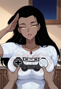 Pulled Shirt, Amazonian Skirt - Diana's Coy, Cinematic Gaze [AI Generated]