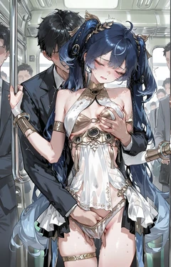 [AI Generated] ユーノ、電車でセックス