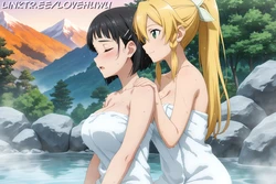 [LoveHUwU] Suguha Kirigaya and Leafa [ Yuri | 3p ] | Sword Art Online (SAO) [AI Generated] 作品封面