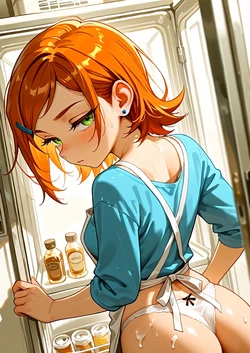 [HenryBoya] From Behind the Apron's Tie - Gwen's Shiny-Assed, Candid Tease [AI Generated] 作品封面