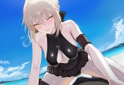 [Patreon] (cMonster) Saber Alter (Swimsuit Rider) x Hilichurl (AI Generated) 作品封面