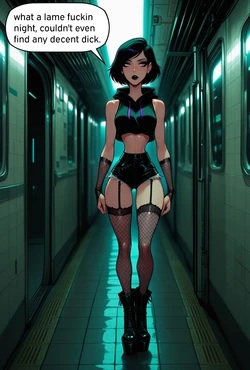 Goth girl on subway wants a fuck.  (Sr_doops) [AI Generated] 作品封面