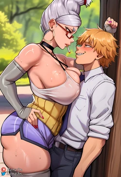 [Renz3n] Seiko Ayase (Dandadan) x Denji (Chainsaw Man) [AI Generated] 作品封面