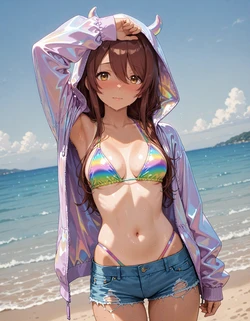 [AI Generated] 大崎甜花 日焼け跡水着 作品封面