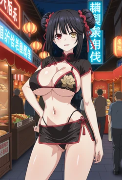 Meowu laha - Kurumi Tokisaki  Black Dress 🖤❤️[AI Generated] 作品封面