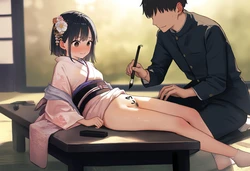 [はずかし本舗] 書道部の新年：おまんこ書き初め [AI Generated] 作品封面