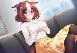 名将怒涛：胸太大弄得肩膀好累 (Uma Musume) 【AI Generated】 作品封面
