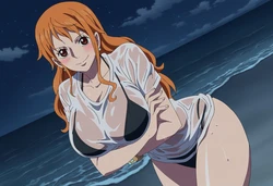 [Sticky] One Piece - Nami x Charlos Night Beach [ai generated] 作品封面