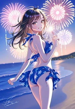 White Bikini Ocean Gaze [AI Generated] 作品封面