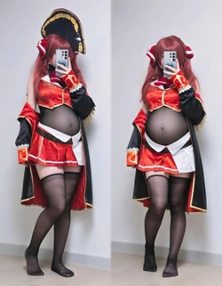 [キツネ] Hoshou Marine Cosplayer pregnant [AI Generated]