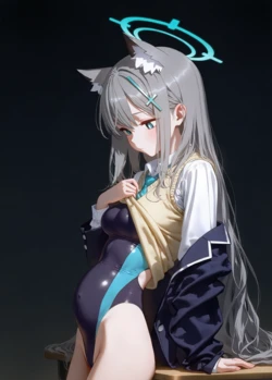 [幻想支線︱愛と夢物語] Sunaookami Shiroko 砂狼シロコ水着と孕み―情熱の交わり [AI Generated] 作品封面