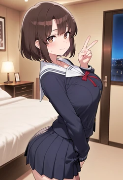[Nankoai] Megumi Kato(Saenai Heroine no Sodatekata)-req-underwear-bedroom- (Patreon) [AI Generated]