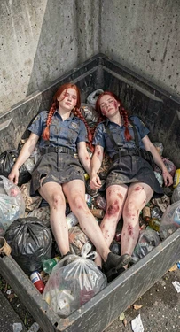 The police girls were beaten, raped, and thrown in a trash can. [AI Generated] 作品封面
