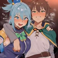 [Pixiv] nobody (857744) - ai)) Aqua and Kazuma's Pure Love [AI Generated] 作品封面