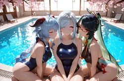 [chefcookwaifu] Xianyun & Ganyu & Shenhe [AI Generated] 作品封面