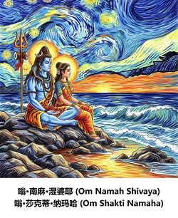 The Divine Union: Sacred Mantras of Shiva and Shakti (AI Generated Art) 作品封面