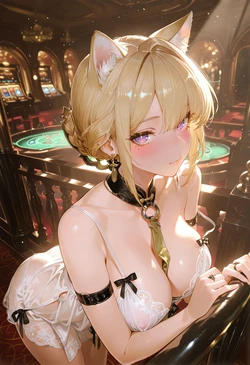 [MoekoAI] EvelynChevalier Cat Negligee Pose [AI Generated] 作品封面