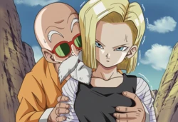 [Pixiv] 与党野党/YotouYatou (50519969) - Dragon Ball: No. 18 vs. Master Roshi [AI Generated] 作品封面