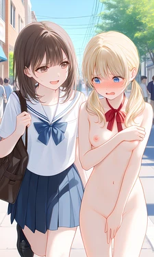 [Pixiv] (Shadic) Zenra Toukou | Going to school naked is mandatory for some students [Ai generated] 作品封面