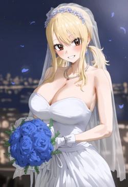 [GintoAI] Lucy Heartfilia Wedding Dress (Fairy Tail) [AI Generated] 作品封面