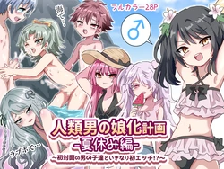 [Lyrical Seeki] Jinrui Otokonoko-ka Keikaku Natsuyasumi Hen ~Shotaimen no Otoko no Ko-tachi to ikinari Hatsu-Ecchi!?~ 作品封面