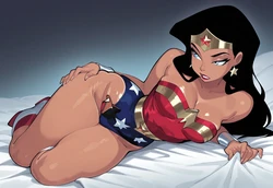 Leotard's Star-Printed Spill - Diana's Tiara-Topped, Bed-Sheet Gaze [AI Generated] 作品封面