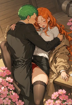 [HenryBoya] Pantyhose Torn, Zoro's Sword - Nami's sleeping offer [AI Generated] 作品封面