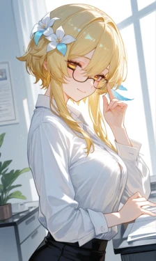 [Reiji] Lumine (Genshin Impact) – Office Time [AI Generated] 作品封面