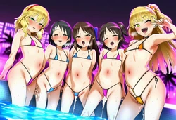 [Laura] 橘ありす・佐々木千枝・櫻井桃華・赤城みりあ・城ヶ崎莉嘉【ナイトプール】 [AI Generated] 作品封面